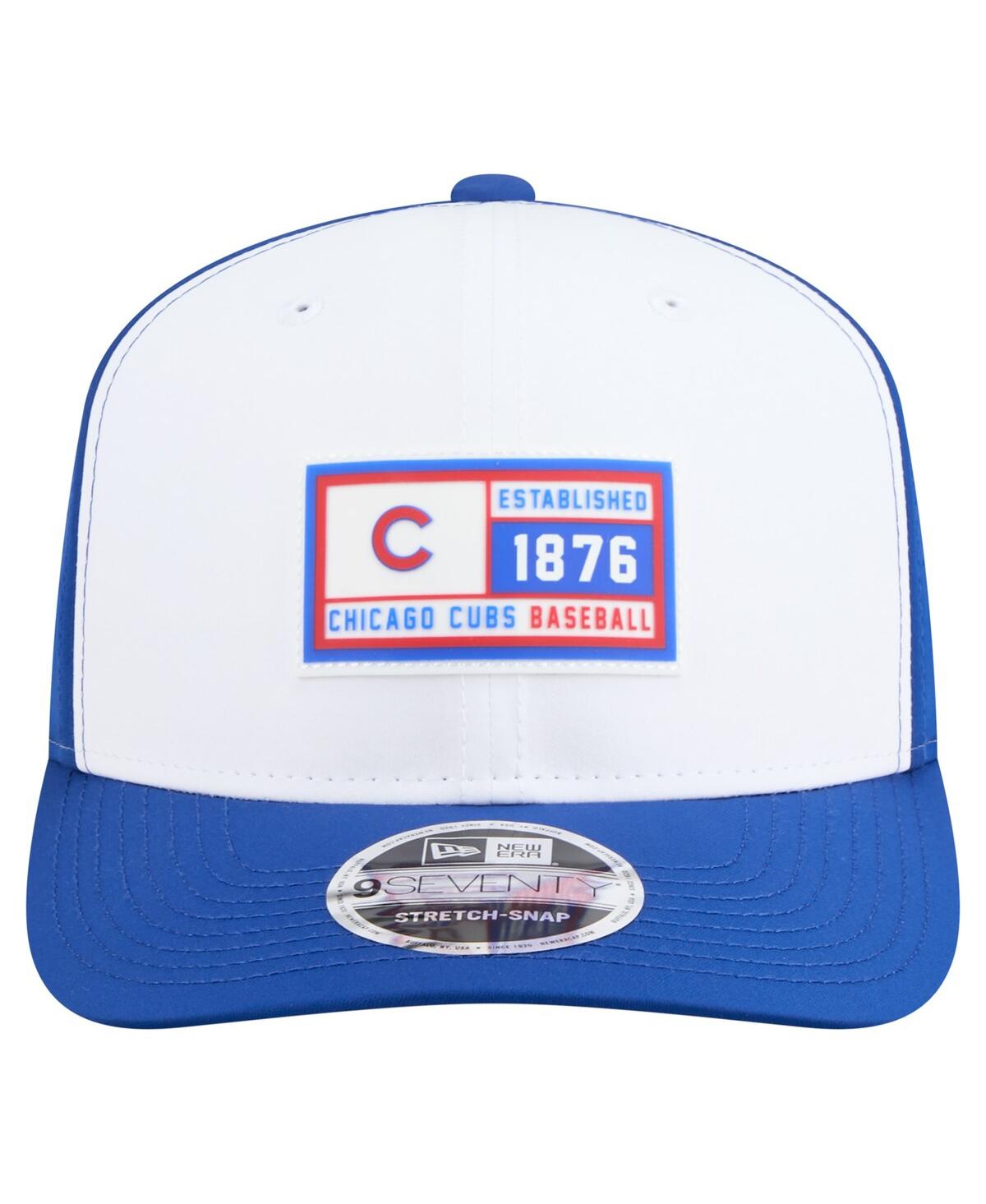 New Era Men's White/royal Chicago Cubs Established Patch 9seventy Adjustable Hat In Blue