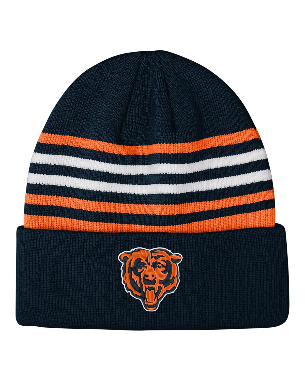 Outerstuff Big Boys And Girls Navy Chicago Bears Essentials Cuffed Knit Hat In Black