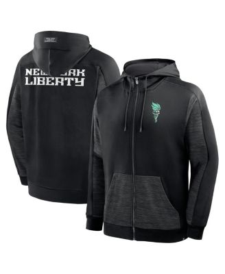Fanatics - Men's Black New York Liberty Back Door Cut Play Defender Full-Zip Hoodie