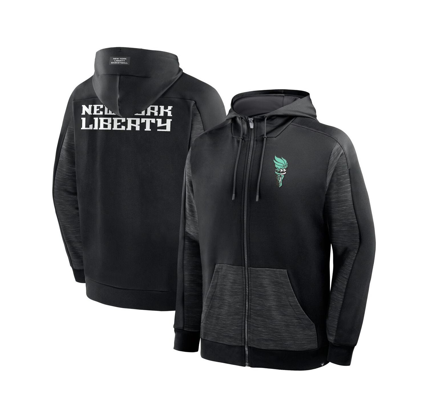 Men's Black New York Liberty Back Door Cut Play Defender Full-Zip Hoodie