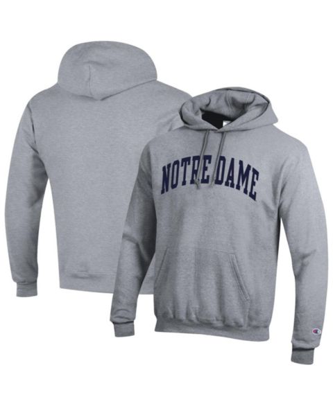Мужское худи Champion Navy Notre Dame Fighting Irish Basic Arch Fleece Pullover, цвет: Меланжевый серый