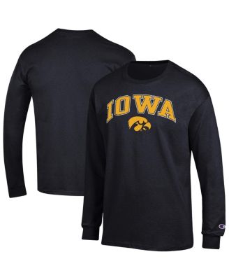 Champion - Men's Black Iowa Hawkeyes Arch Over Logo Long Sleeve T-Shirt