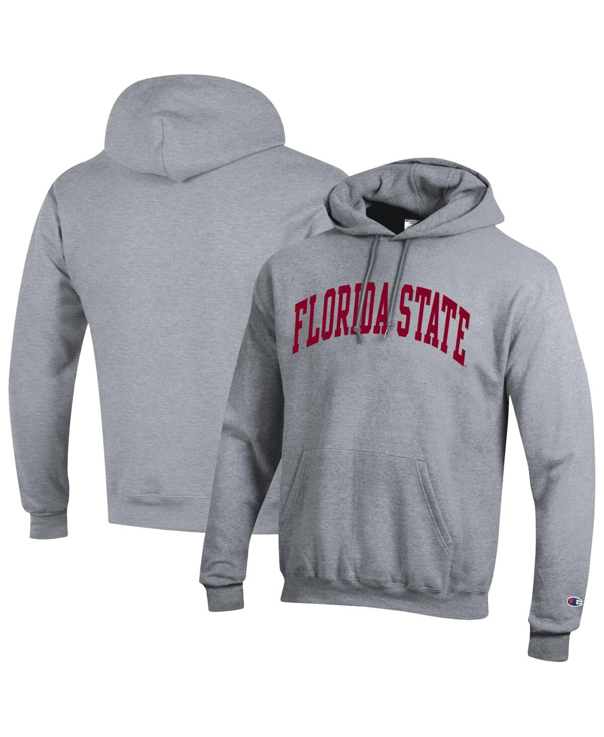 Champion Men's Heather Gray Florida State Seminoles Basic Arch Fleece Pullover Hoodie