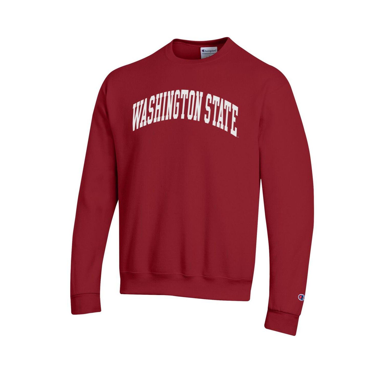 Men's Crimson Washington State Cougars Basic Arch Fleece Pullover Sweatshirt