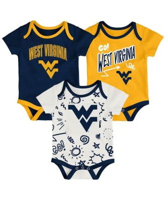 Outerstuff - Baby Boys and Girls 3-Pack West Virginia Mountaineers All Day Play Bodysuit Set