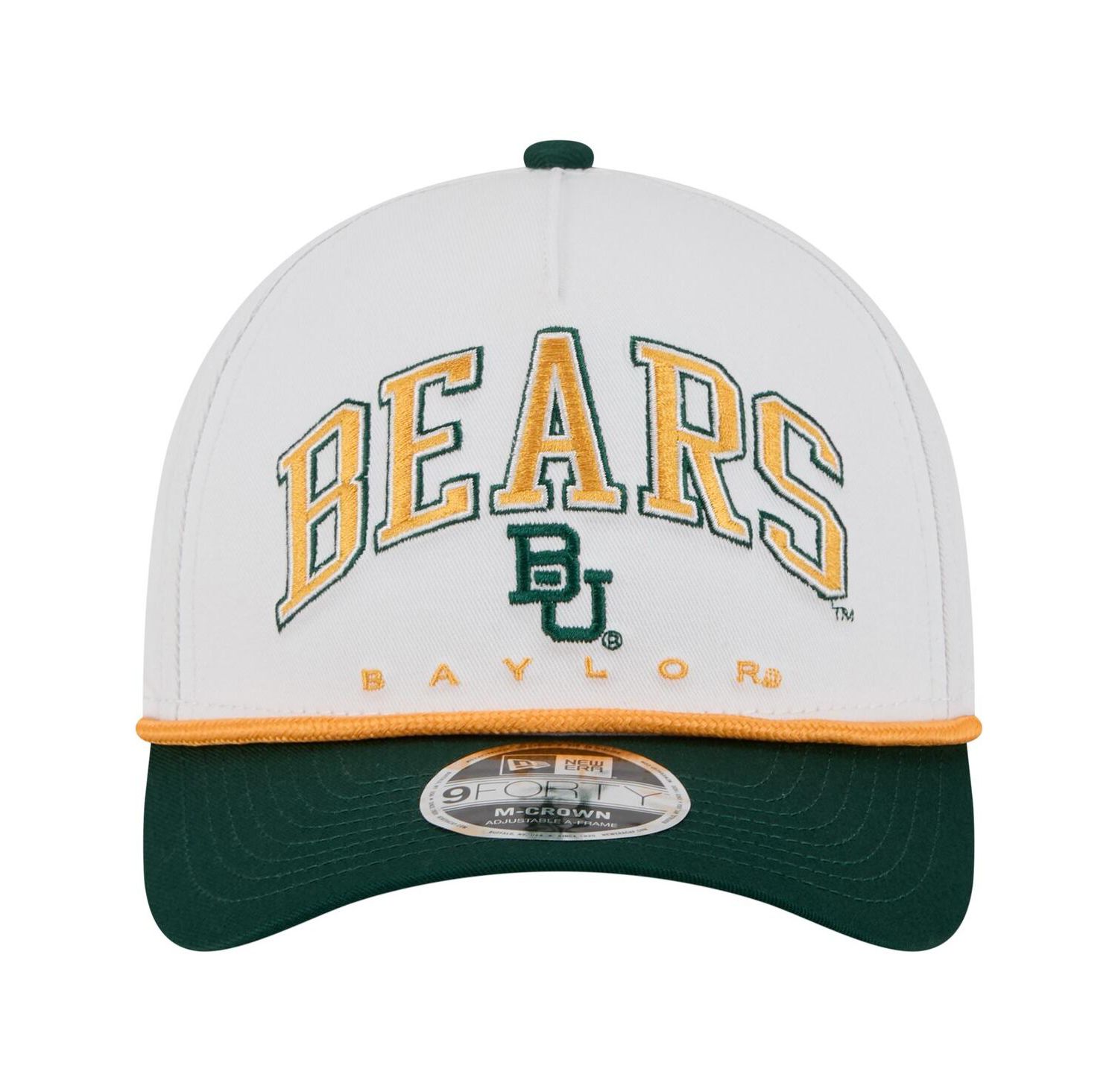 Men's White/Green Baylor Bears Arch Two-Tone Rope 9FORTY A-Frame M-Crown Adjustable Hat