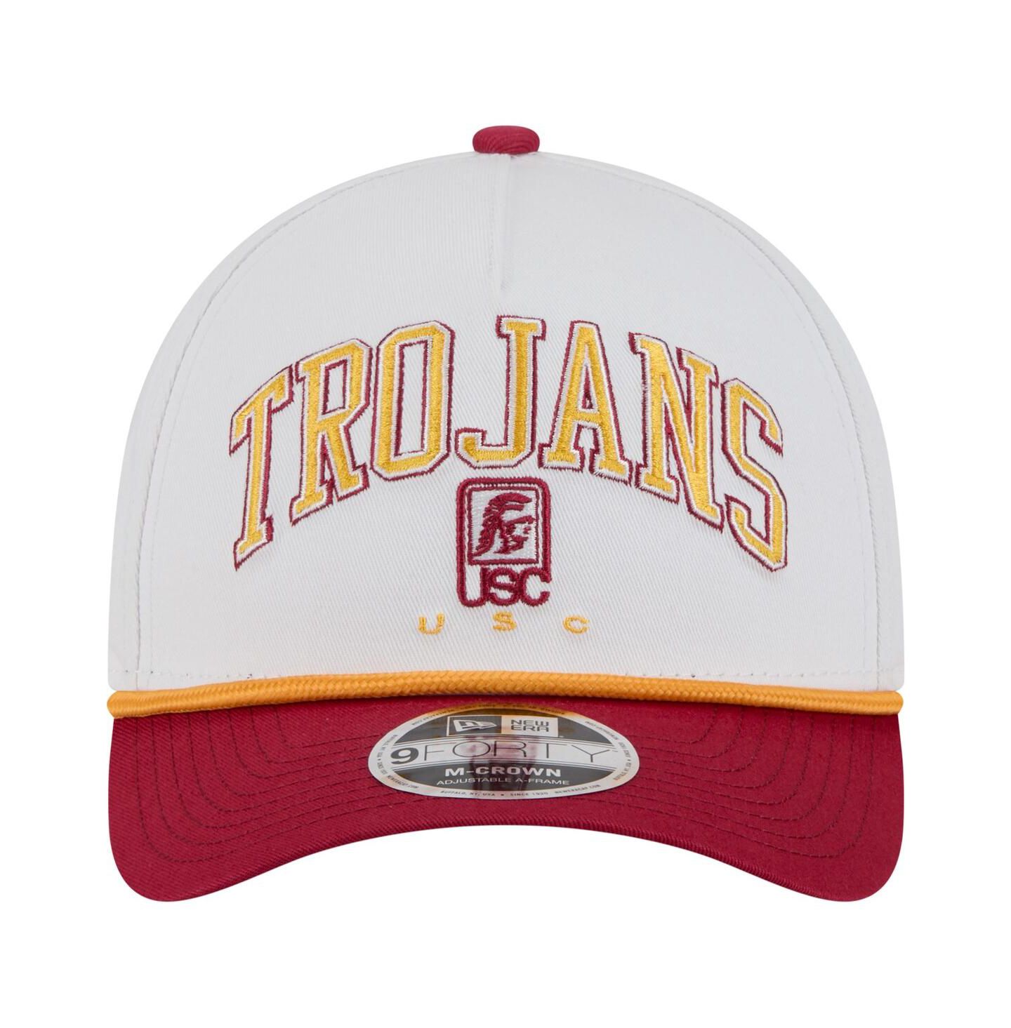 Мужская кепка New Era White/Cardinal USC Trojans Arch Two-Tone Rope 9FORTY A-Frame M-Crown Adjustable Hat — фото 4
