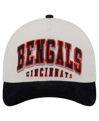 Men's Cream/Black Cincinnati Bengals Head Two-Tone Sided Corduroy 9FORTY A-Frame Adjustable Hat