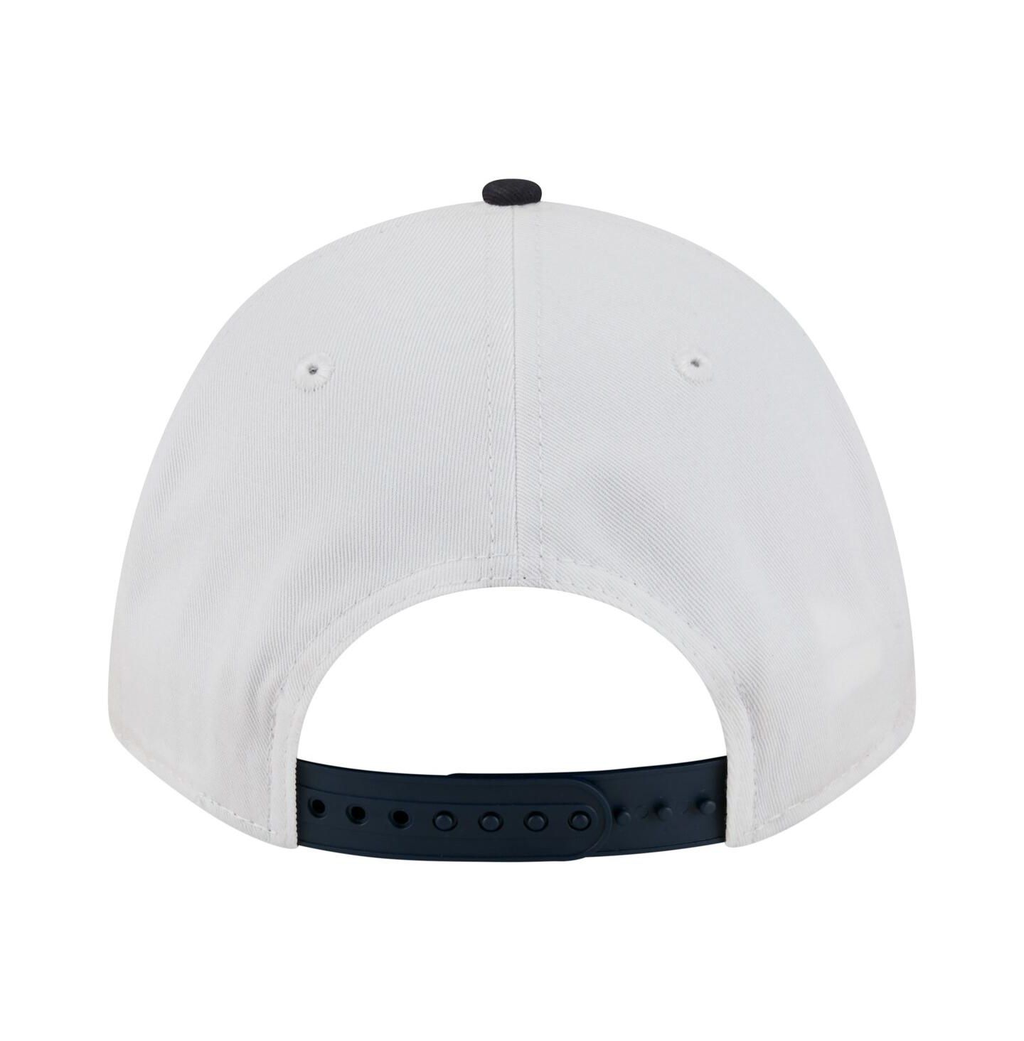 Мужская кепка New Era White/Navy West Virginia Mountaineers Arch Two-Tone Rope 9FORTY A-Frame M-Crown Adjustable Hat — фото 2