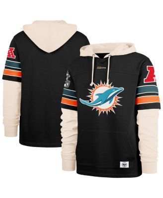 '47 Brand - Men's Black Miami Dolphins Split Zone Cornerback Duo Hoodie