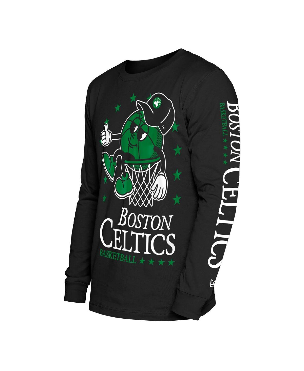 New Era Men's Black Boston Celtics Old School Sport Long Sleeve T-shirt In Black