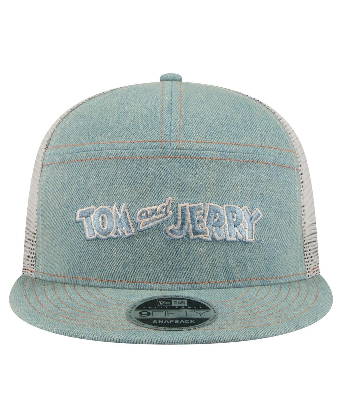 New Era Men's Denim Tom And Jerry Denim 9fifty Snapback Hat In Blue