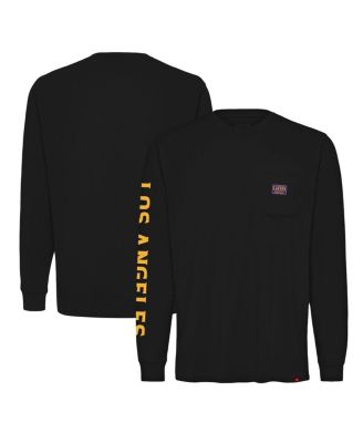 Sportiqe - Men's and Women's Black Los Angeles Lakers Wales Heavyweight Pocket Long Sleeve T-Shirt