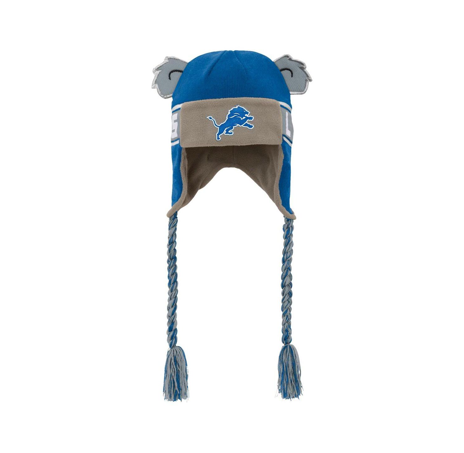 Big Boys and Girls Blue Detroit Lions Wordmark Ears Trooper Knit Hat