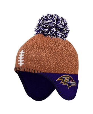 Outerstuff - Baby Boys and Girls Brown Baltimore Ravens Football Head Knit with Pom Hat