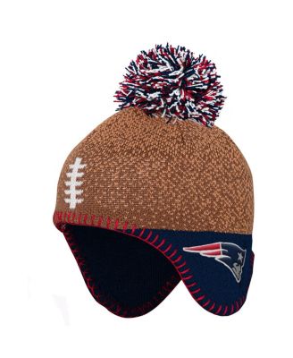 Outerstuff - Preschool Brown New England Patriots Football Head with Pom Knit Hat