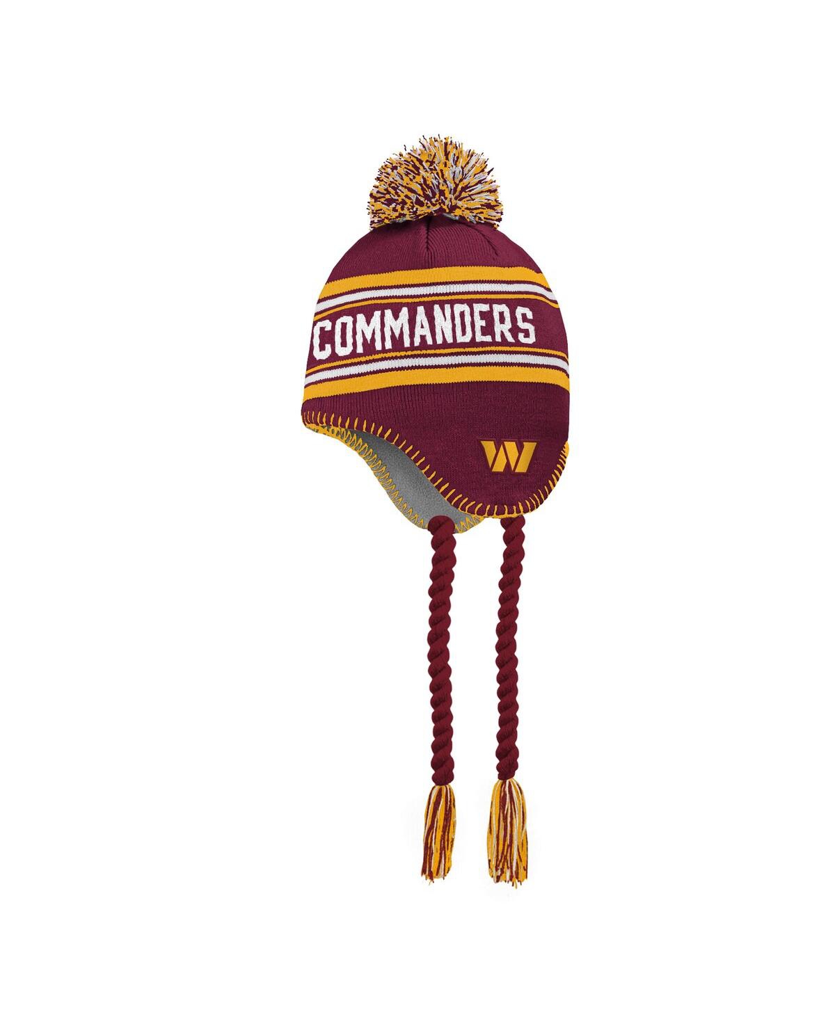 Outerstuff Big Boys And Girls Burgundy Washington Commanders Jacquard Tassel With Pom Knit Hat In Brown