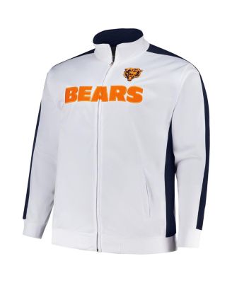 Men's White Chicago Bears Big Tall Tricot Full-Zip Track Jacket