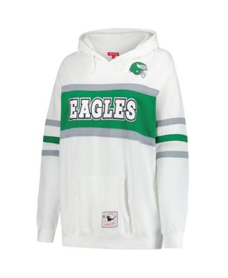 Women's White Philadelphia Eagles Plus Size Head Coach Throwback Pullover Hoodie
