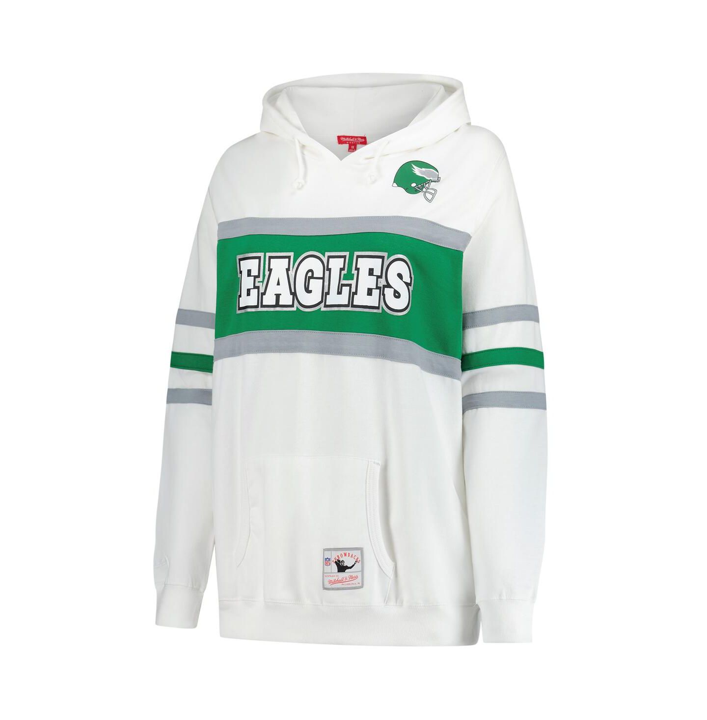 Женское худи Mitchell & Ness White Philadelphia Eagles Plus Size Head Coach Throwback Pullover — фото 3
