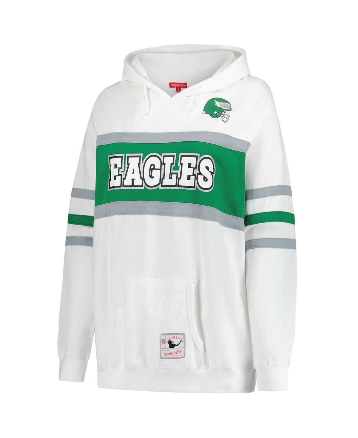 Mitchell & Ness Women's White Philadelphia Eagles Plus Size Head Coach Throwback Pullover Hoodie In White