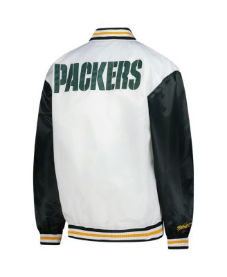 Women's White Green Bay Packers Plus Size Full-Snap Satin Jacket