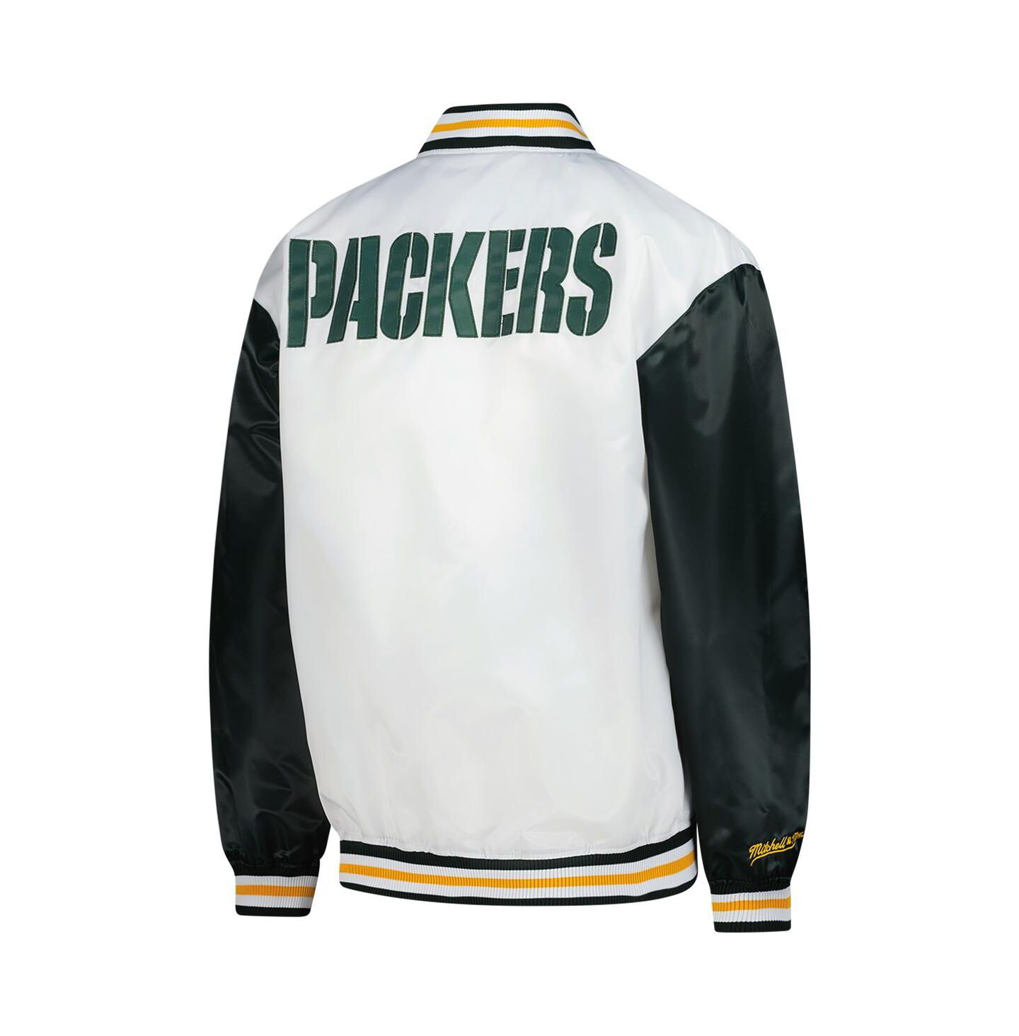 Женская куртка Mitchell & Ness White Green Bay Packers Plus Size Full-Snap Satin — фото 3