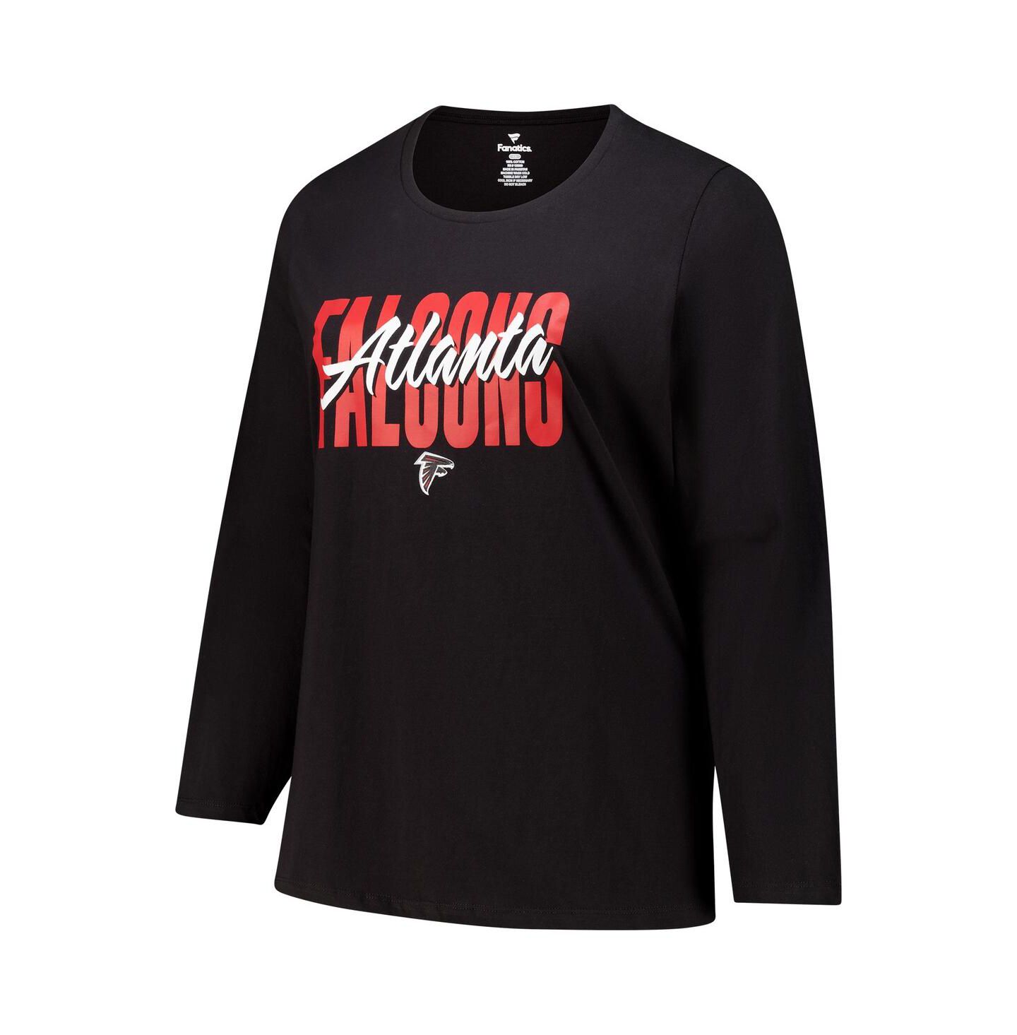 Женская футболка Fanatics Black Atlanta Falcons Long Sleeve Scoop Neck — фото 3