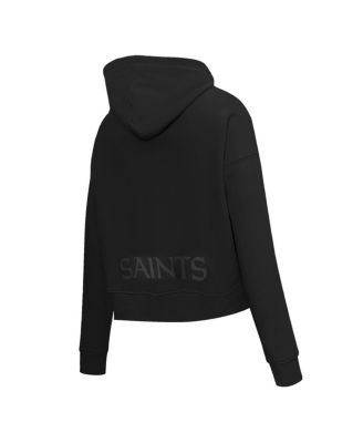 Women's Black New Orleans Saints Jeweled Cropped Pullover Hoodie