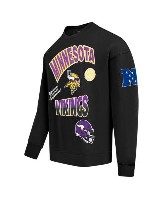 Men's Black Minnesota Vikings Turn It Up Drop Shoulder Pullover Sweatshirt