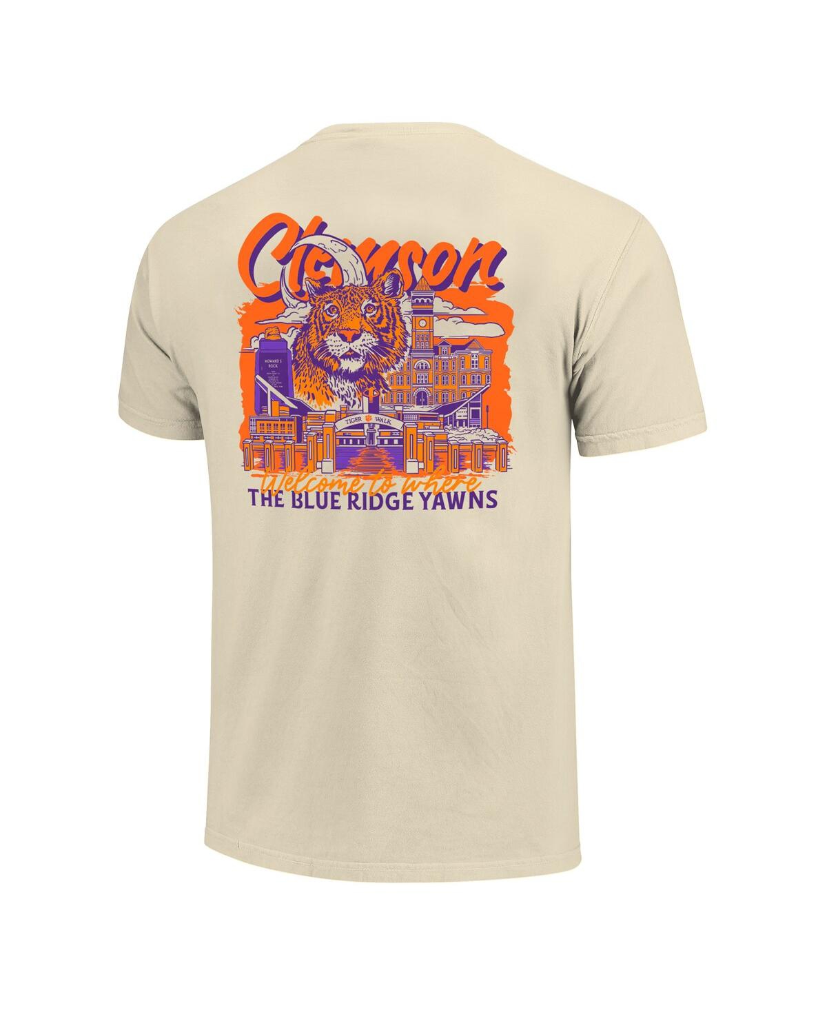 Image One Men's Natural Clemson Tigers Comfort Colors Hand-drawn Campus Stack T-shirt In Multi