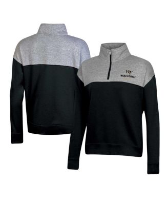 Women's Black Wake Forest Demon Deacons Color-Blocked Quarter-Zip Sweatshirt