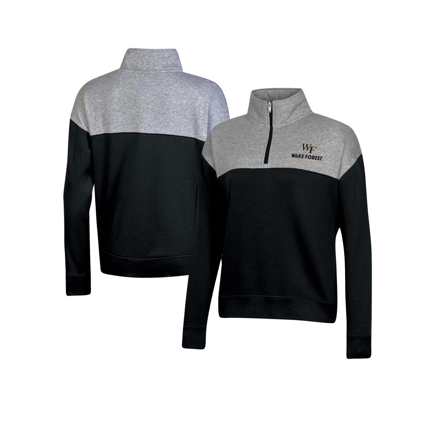 Women's Black Wake Forest Demon Deacons Color-Blocked Quarter-Zip Sweatshirt