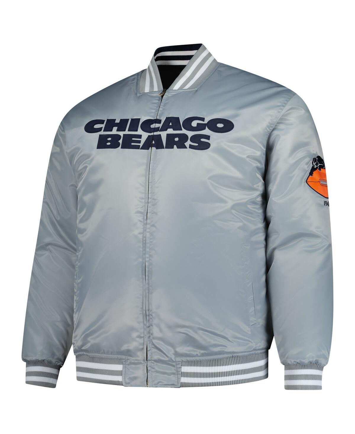 Mitchell & Ness Men's Navy/silver Chicago Bears Big Tall Throwback Reversible Full-zip Jacket In Blue