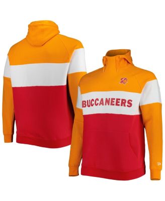 New Era - Men's Red Tampa Bay Buccaneers Big Tall Throwback Colorblock Raglan Pullover Hoodie