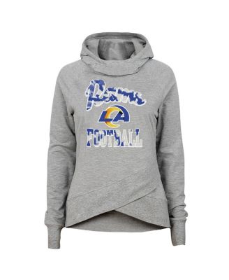 Outerstuff - Big Girls Heathered Gray Los Angeles Rams Dye Hard Fan Funnel Neck Pullover Hoodie