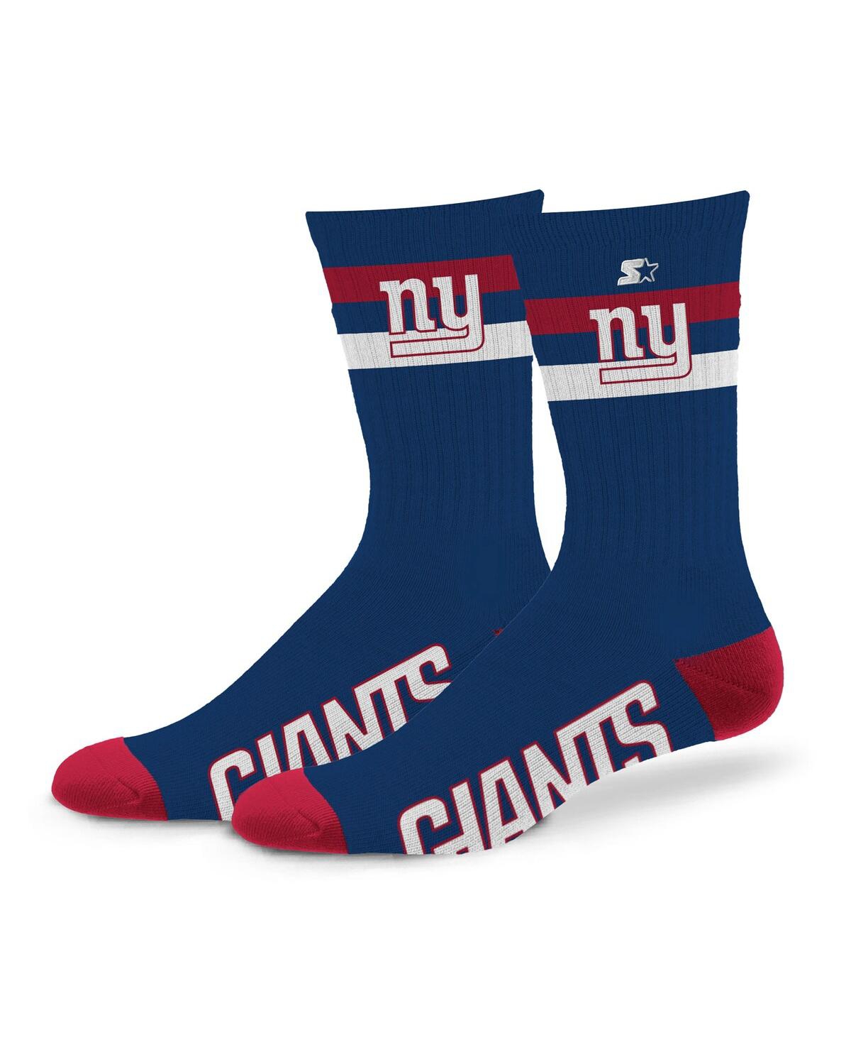 Starter Men's And Women's New York Giants Team Color Two-stripe Crew Socks In Blue