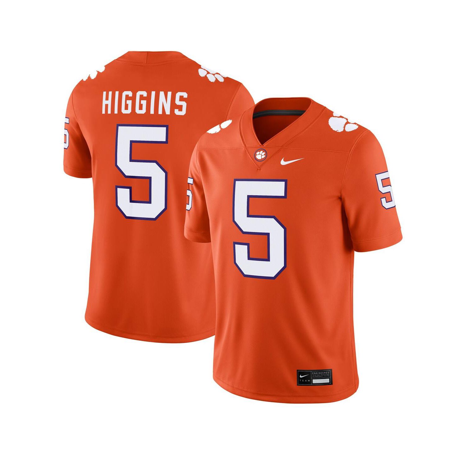 Men's T-shirt Higgins Orange Clemson Tigers Player Game Jersey
