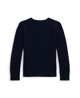 Girls 2T-6X Polo Bear Mini-Cable Cardigan