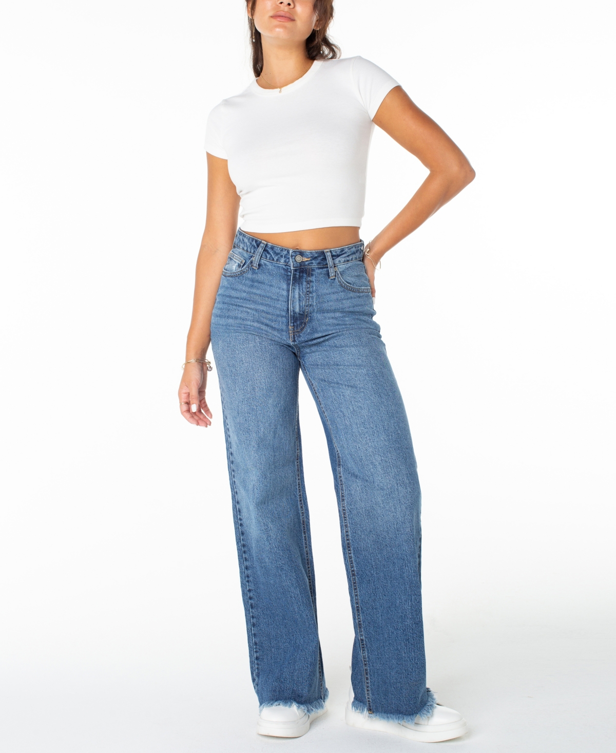 Celebrity Pink Women's Wide Leg Jeans In White