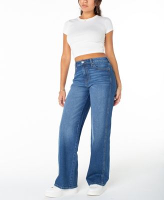 Juniors' High Rise Baggy Wide-Leg Curvy Jeans