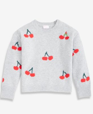 CECE GIRLS/BERNARD CHAUS INC - Girls 4-8 Crewneck Cherries Pullover Sweater