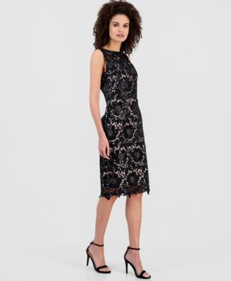 Women's Sequined Lace Boat-Neck Dress