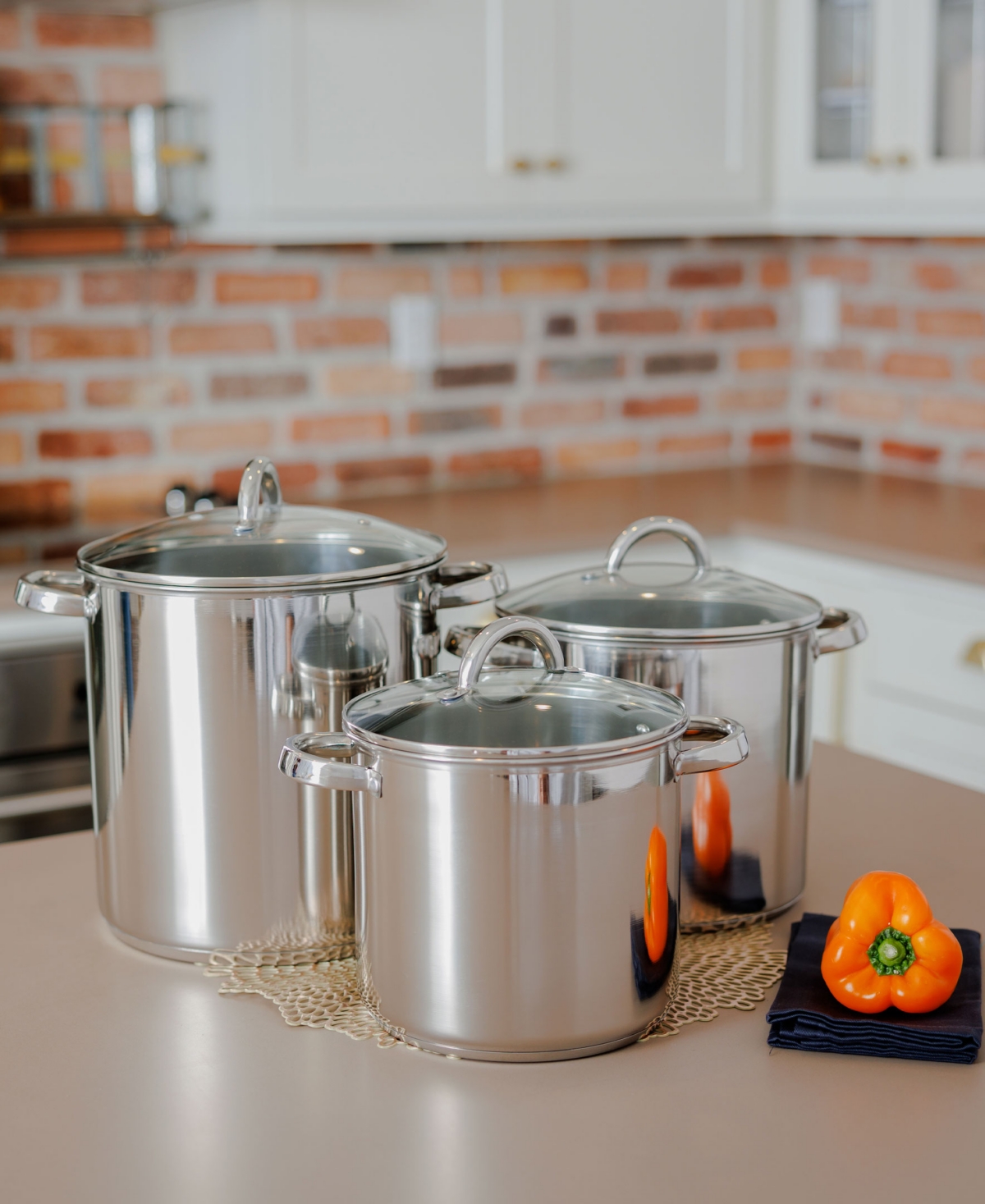 Sedona Kitchen Stainless Steel 3-pc. Stock Pot Set In Silver