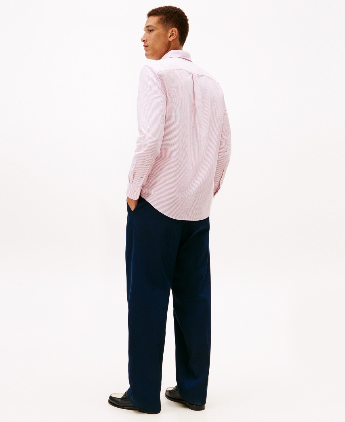 Tommy Hilfiger Men's Regular-fit Striped Heritage Oxford Long-sleeve Shirt In Pink