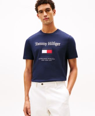 Tommy Hilfiger - Men's Logo Embroidered Flag T-Shirt