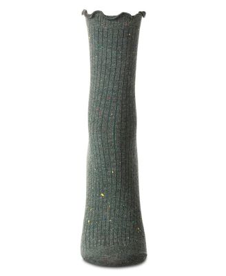 Women's Vintage Ribbed Multi-Flecked Lettuce Edge Crew Sock