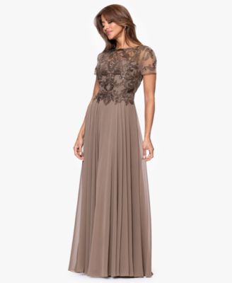 Petite Beaded Mesh Long Dress