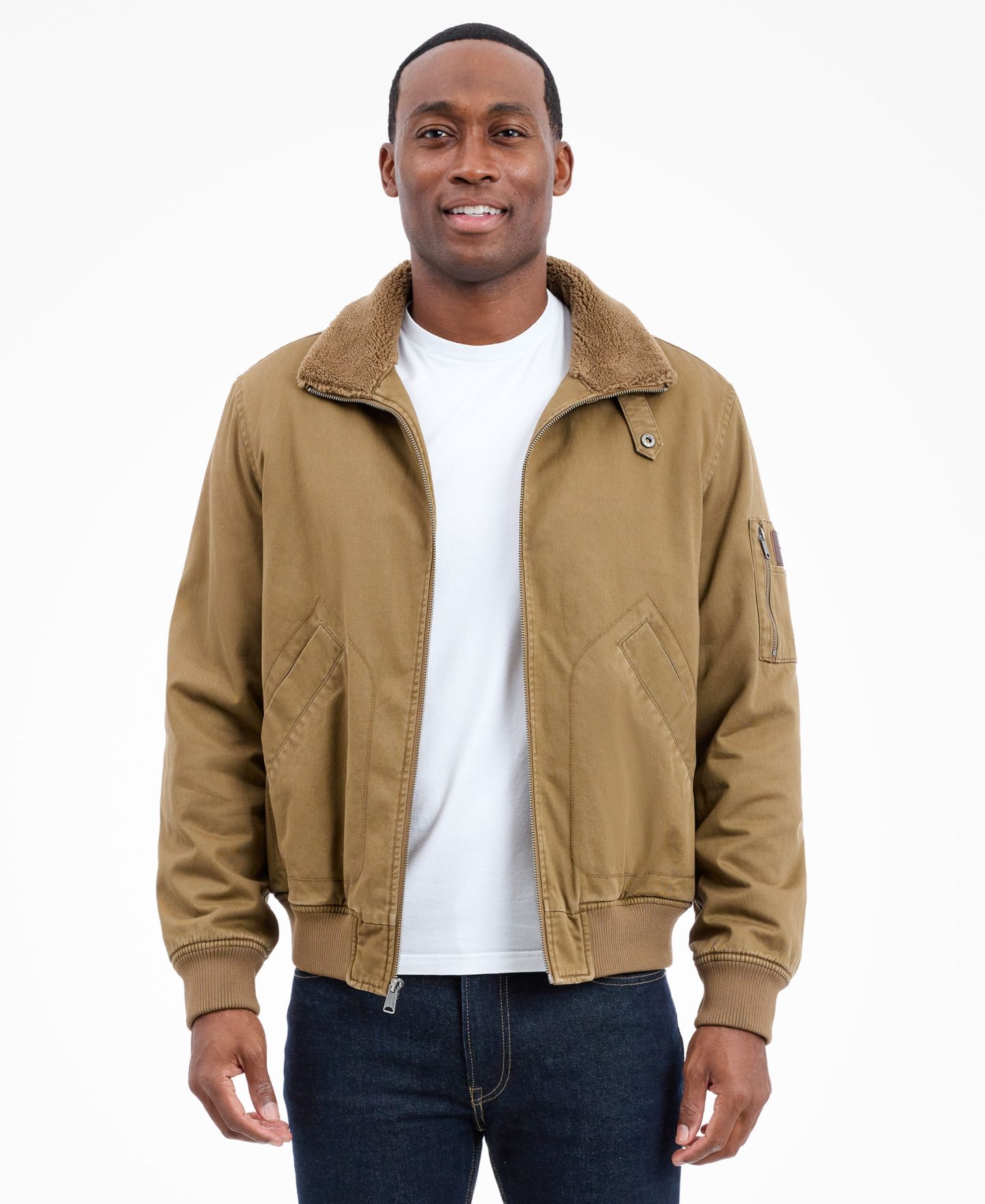 Мужская куртка Lucky Brand Sherpa Collar Flight, цвет: Хаки — фото 1