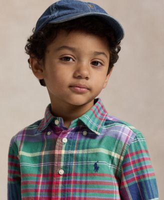 Toddler and Little Boys 2-7 Plaid Brushed Cotton Oxford Shirt
